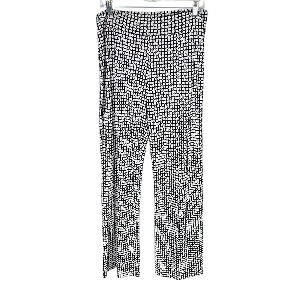 Clara Sun Woo All Over C Print Wide Leg Split Hem Pull on Pants Size Large